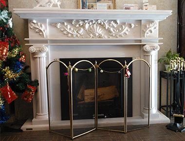 石材壁爐架 | YF-卷葉花